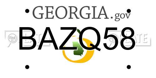 BAZQ58 Georgia License Plate