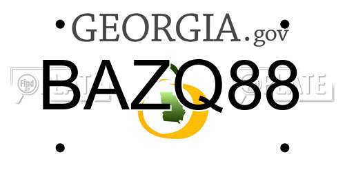 BAZQ88 Georgia License Plate