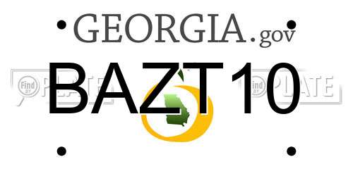 BAZT10 Georgia License Plate