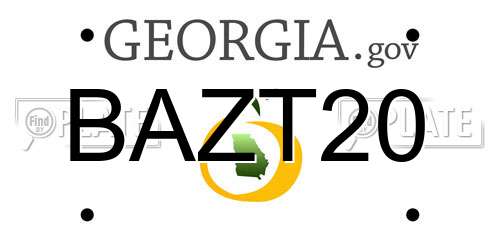 BAZT20 Georgia License Plate