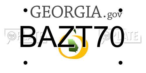BAZT70 Georgia License Plate