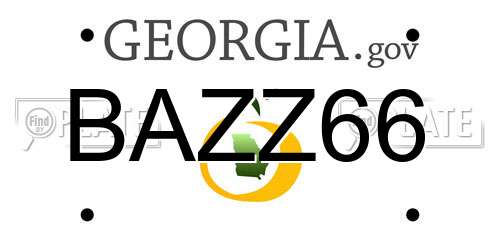 BAZZ66 Georgia License Plate