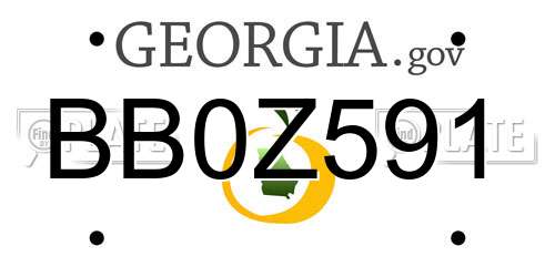BB0Z591 Georgia License Plate