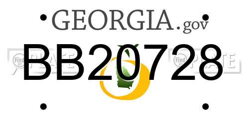 BB20728 Georgia License Plate