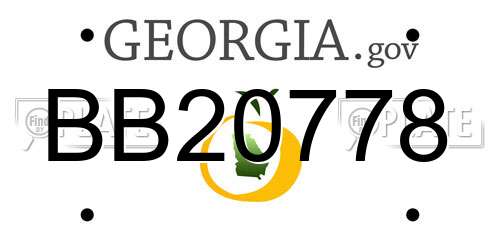 BB20778 Georgia License Plate