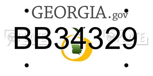 BB34329 Georgia License Plate
