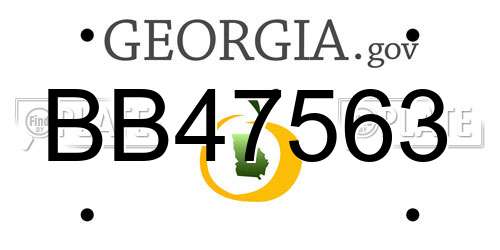 BB47563 Georgia License Plate