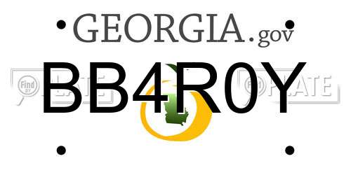 BB4R0Y Georgia License Plate