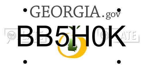 BB5H0K Georgia License Plate