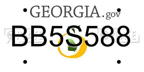 BB5S588 Georgia License Plate