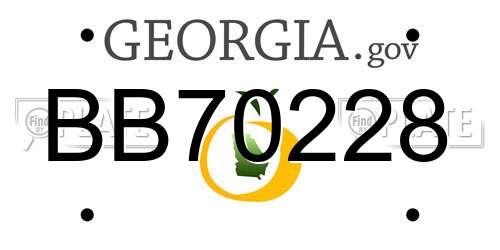 BB70228 Georgia License Plate