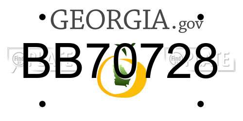 BB70728 Georgia License Plate