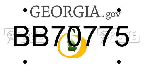 BB70775 Georgia License Plate