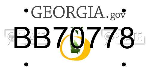 BB70778 Georgia License Plate