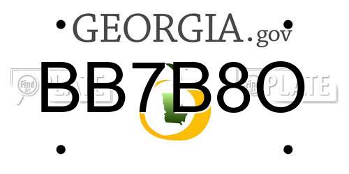 BB7B8O Georgia License Plate