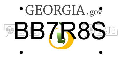 BB7R8S Georgia License Plate
