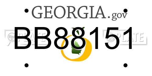 BB88151 Georgia License Plate