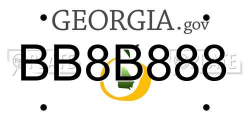 BB8B888 Georgia License Plate