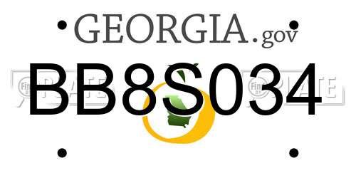 BB8S034 Georgia License Plate