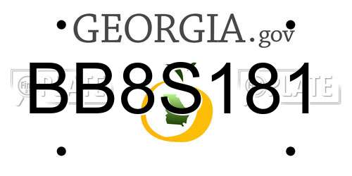 BB8S181 Georgia License Plate