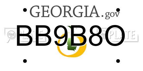 BB9B8O Georgia License Plate