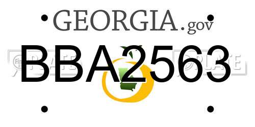 BBA2563 Georgia License Plate