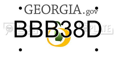BBB38D Georgia License Plate
