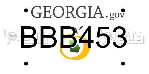 BBB453 Georgia License Plate