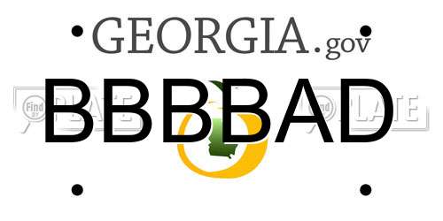 BBBBAD Georgia License Plate