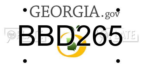 BBD265 Georgia License Plate