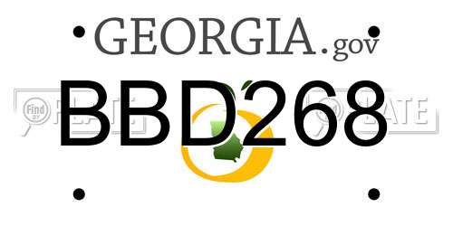 BBD268 Georgia License Plate