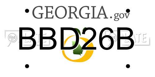 BBD26B Georgia License Plate
