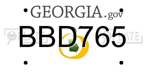 BBD765 Georgia License Plate