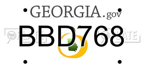 BBD768 Georgia License Plate