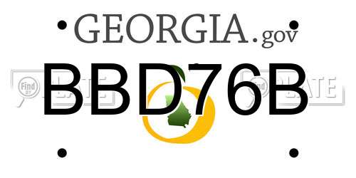BBD76B Georgia License Plate