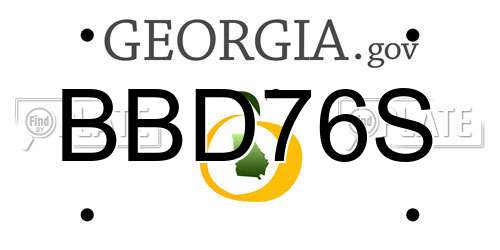 BBD76S Georgia License Plate