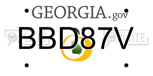 BBD87V Georgia License Plate