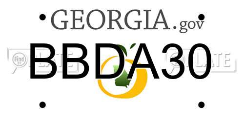 BBDA30 Georgia License Plate