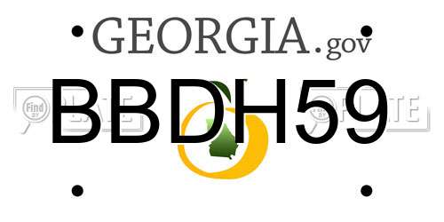 BBDH59 Georgia License Plate