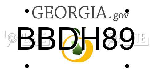BBDH89 Georgia License Plate