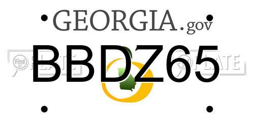 BBDZ65 Georgia License Plate