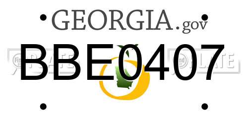 BBE0407 Georgia License Plate