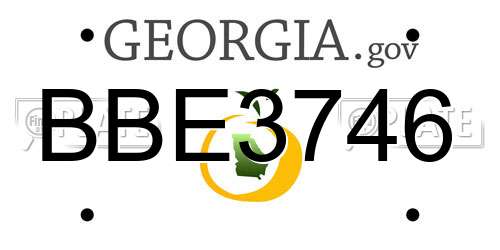 BBE3746 Georgia License Plate