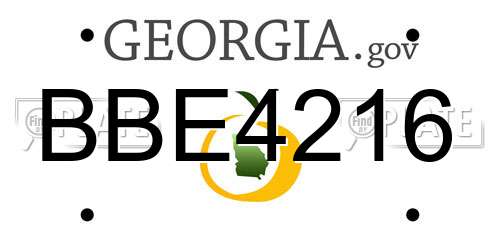 BBE4216 Georgia License Plate