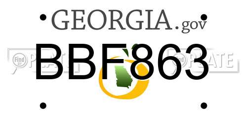 BBF863 Georgia License Plate