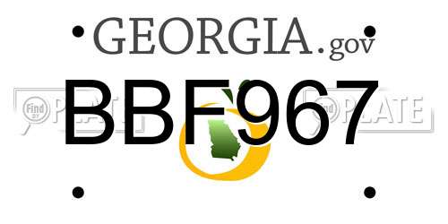 BBF967 Georgia License Plate