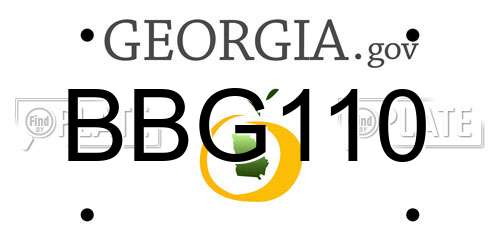 BBG110 Georgia License Plate