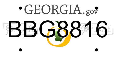 BBG8816 Georgia License Plate