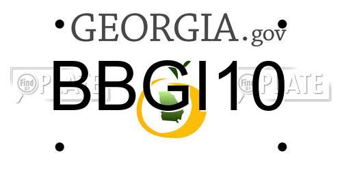 BBGI10 Georgia License Plate