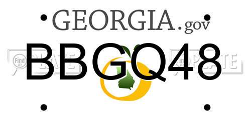 BBGQ48 Georgia License Plate